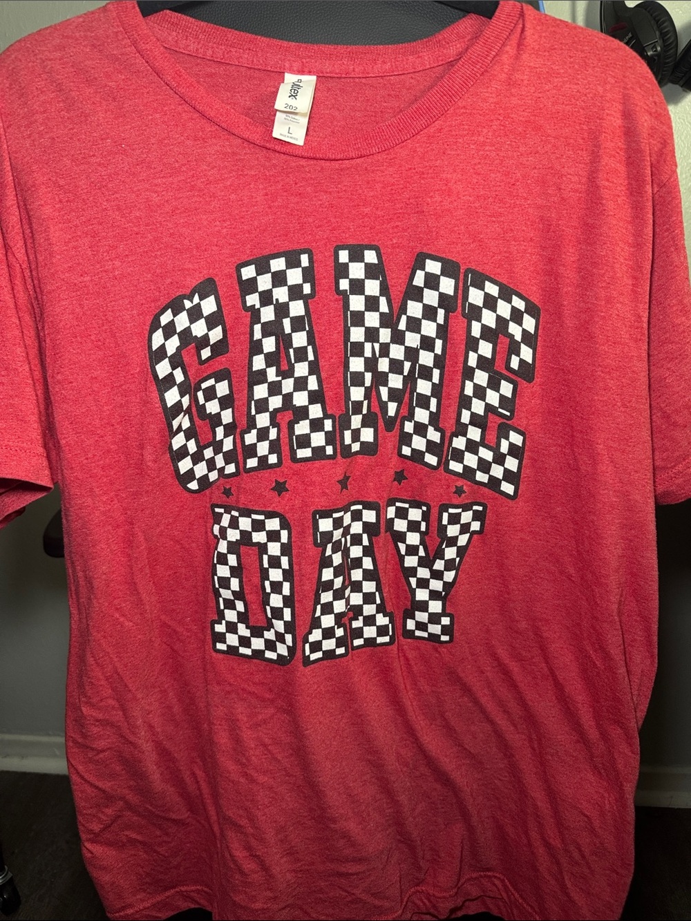 Tultex Red Game Day Checkerboard Graphic Tee